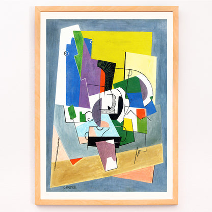 Closeup detail of Poster of abstract geometric shapes in vibrant colors from Composition by Georges Valmier