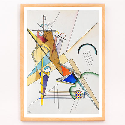 Closeup detail of Abstract geometric shapes intersecting lines and vibrant colors in Gewebe by Wassily Kandinsky poster