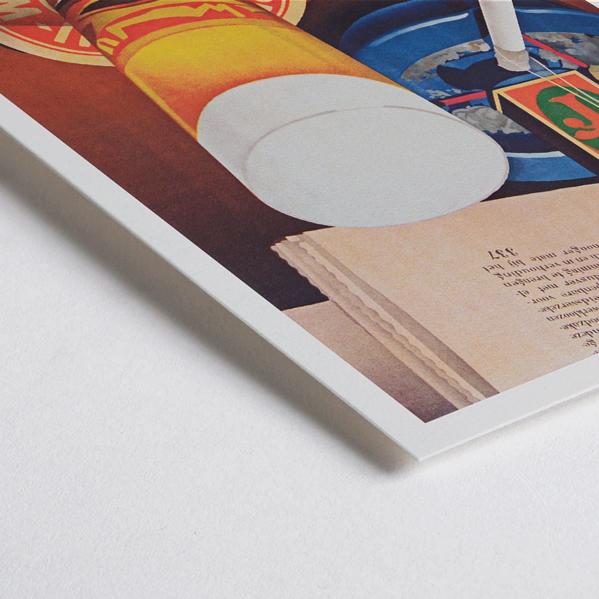 Closeup detail of Beer glass on Oranjeboom coaster with cigarette in ashtray and matchbox still life by Bernd Steiner and Anonymous