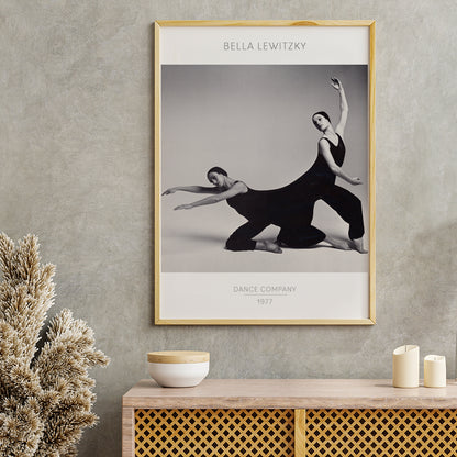 Modern dancers performing expressive pose Bella Lewitzky Dance Company artwork poster Los Angeles, framed and displayed in home decor