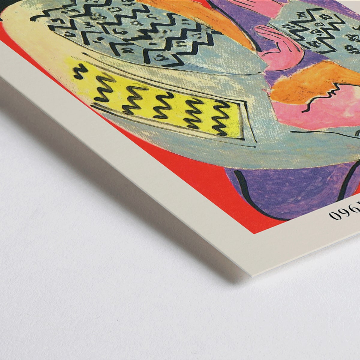 Closeup detail of Henri Matisse The Dream exhibition poster at Aix en Provence featuring colorful abstract design with reclining figure