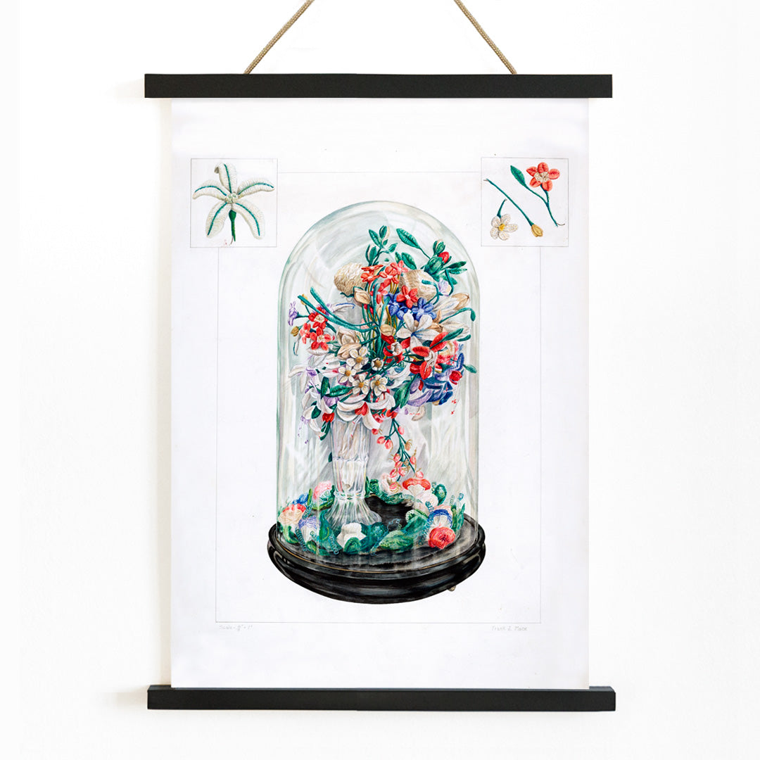 , with wooden magnetic frame on white background