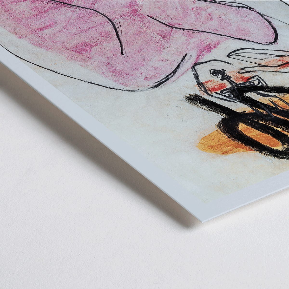 Closeup detail of Secret Ahrenberg Collection Exhibition poster by Le Corbusier featuring abstract art with bold lines and vivid colors