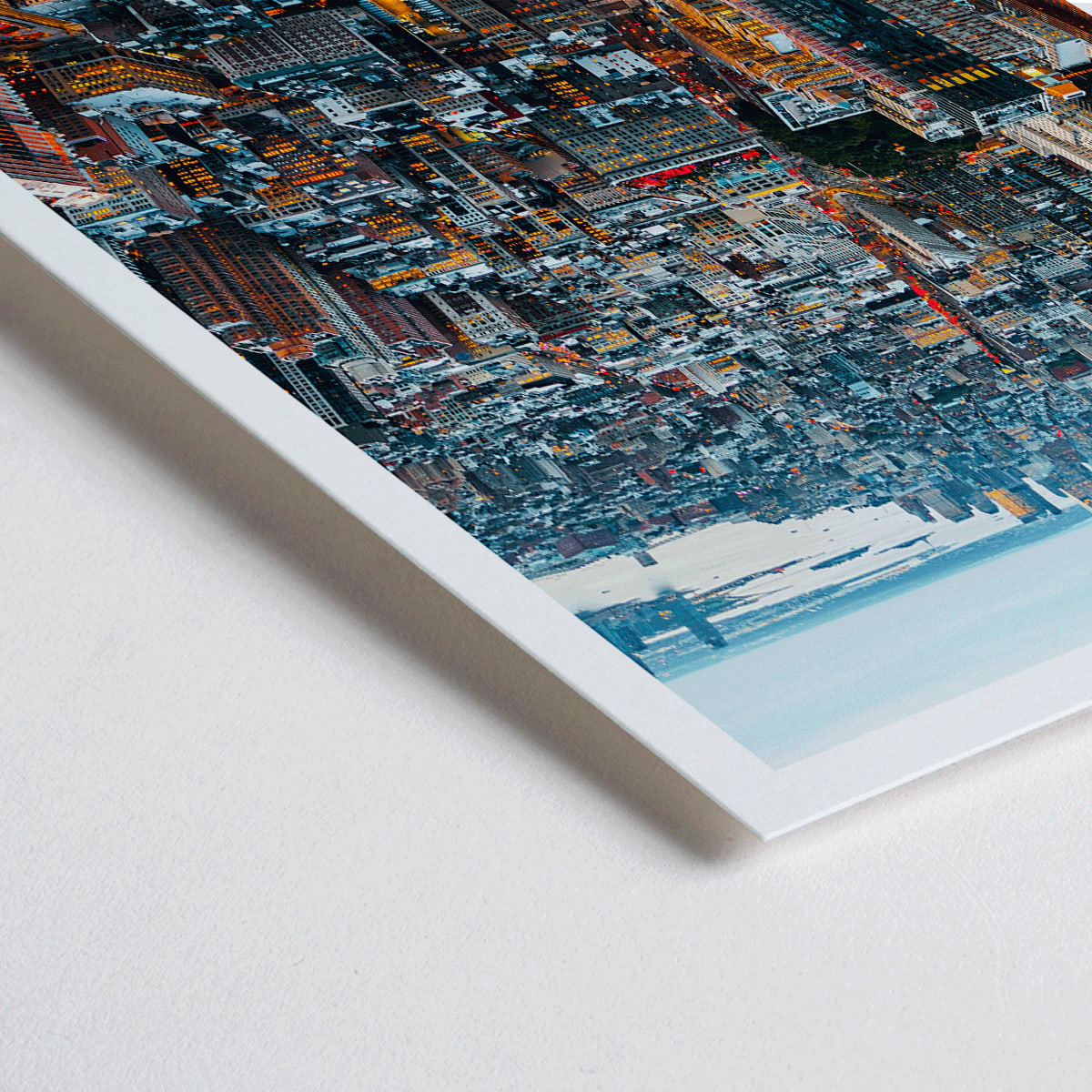 Closeup detail of Aerial view and poster of Manhattan skyline in New York by Mo Art Gallery