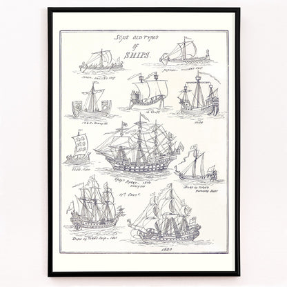 Closeup detail of Historic ship illustrations and detailed pen sketches from Sea Pictures drawn with pen and pencil by James Macaulay