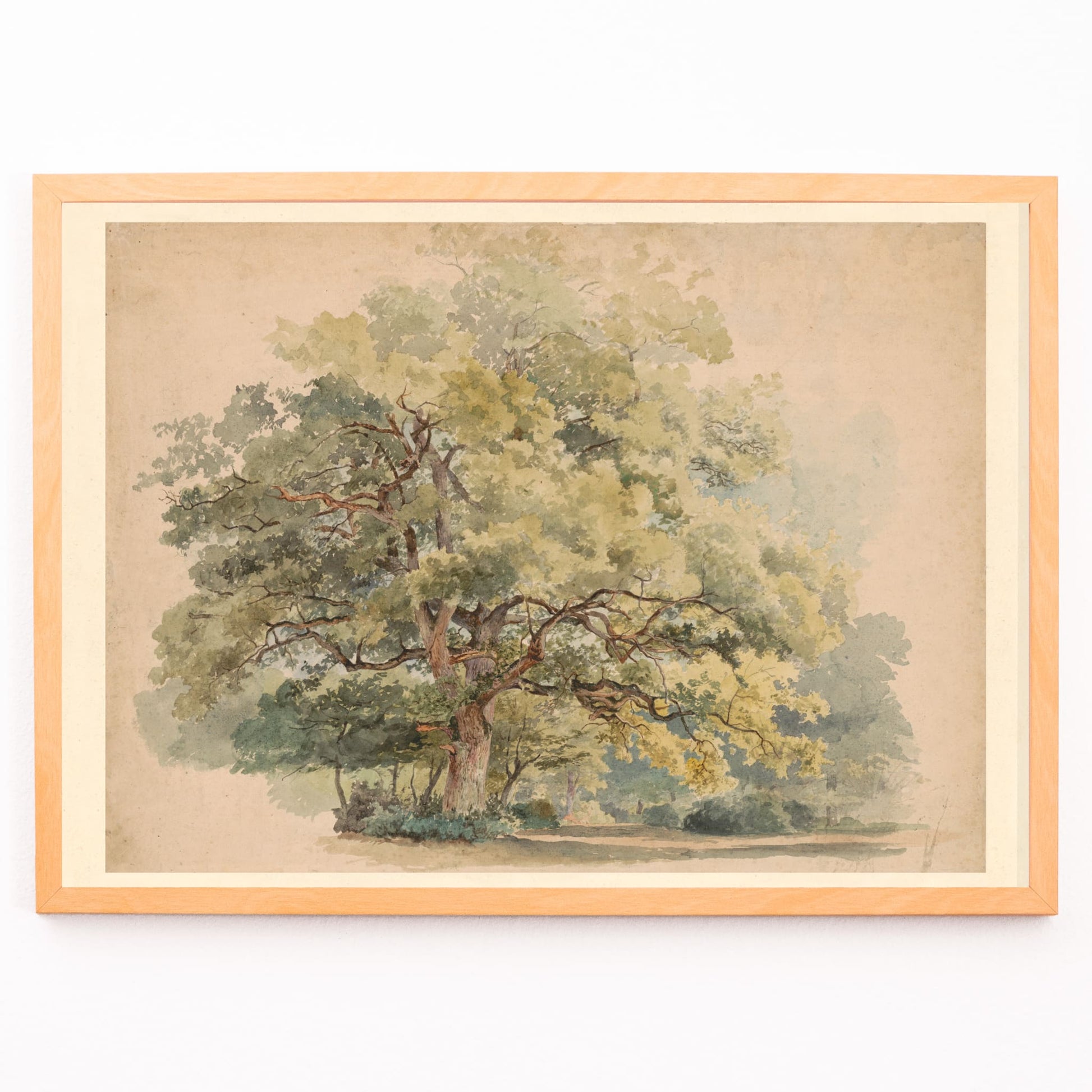 Closeup detail of Lonely tree peaceful landscape painting and poster artwork by George Andries Roth