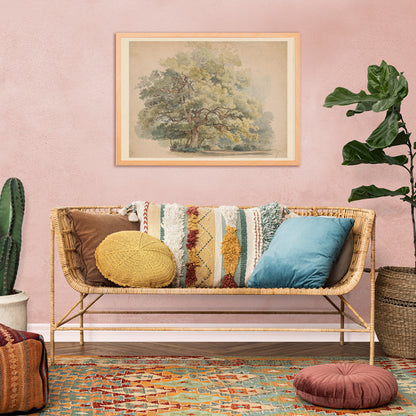 Lonely tree peaceful landscape painting and poster artwork by George Andries Roth, framed and displayed in home decor